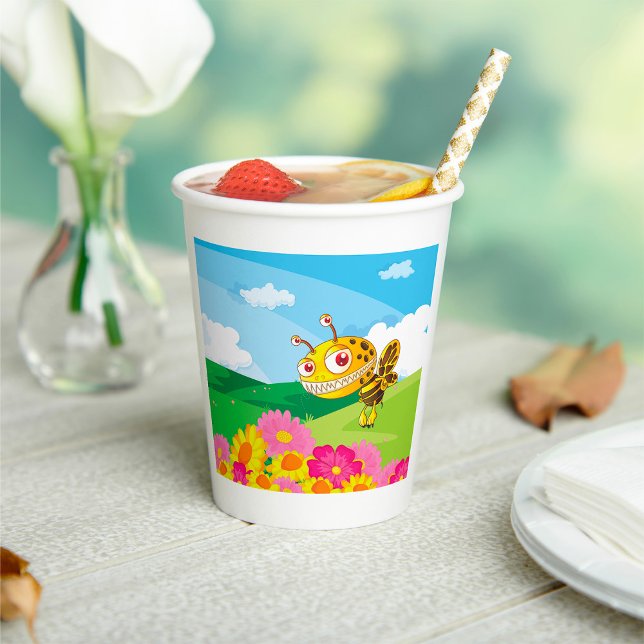 Cute Yet Creepy Monster Bee in a Flower Field  Paper Cups (Creator Uploaded)