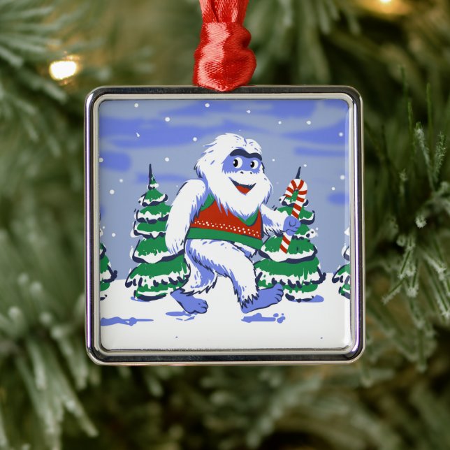 Cute yeti christmas in forest metal tree decoration (Tree)