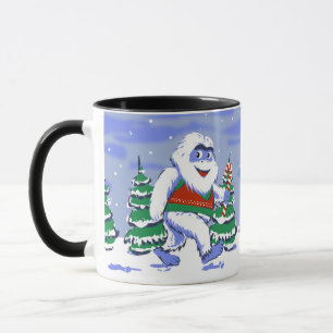 Cute yeti christmas in forest mug