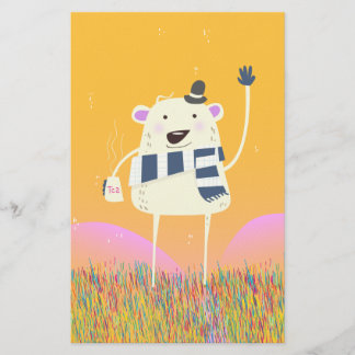 Cute Yeti With a nice hot mug of Tea Stationery