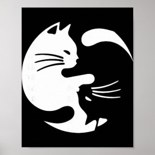 Cute Yin And Yang Cats Yoga Peace Lover Cat Lover Poster