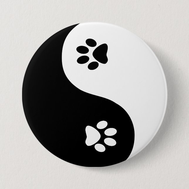 Cute Yin Yang Paws Button (Front)