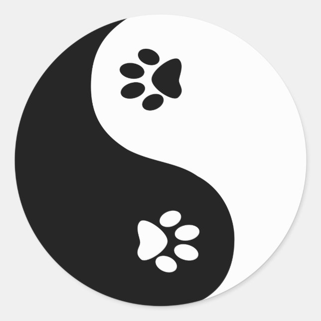 Cute Yin Yang Paws Sticker (Front)