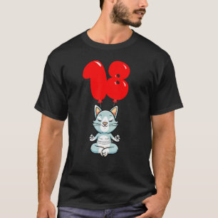 Cute Yoga Cat 18th Birthday Kids Balloon Party T-Shirt