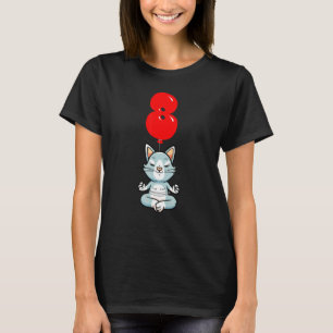 Cute Yoga Cat  8th Birthday  Kids Balloon Party T-Shirt