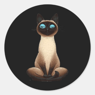 Cute Yoga Cat Illustration _1  Classic Round Sticker