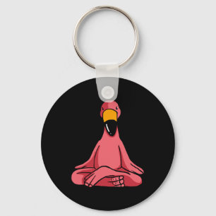 Cute Yoga Flamingos Funny Pink Water Bird Meditati Key Ring