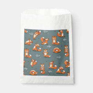 cute yoga foxes funny green favour bags