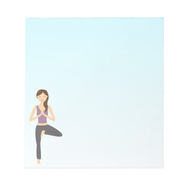 Cute Yoga Girl Doing The Tree Pose Illustration Notepad (Front)