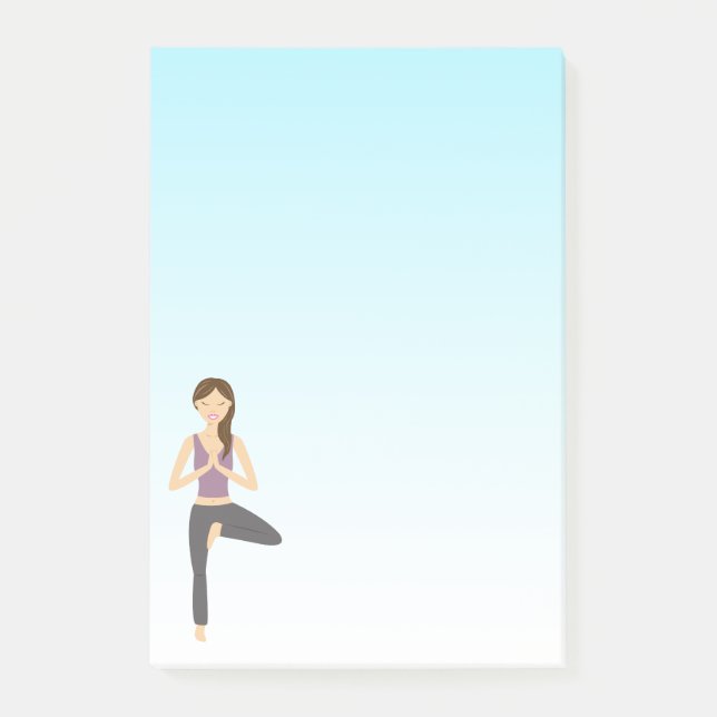Cute Yoga Girl Doing The Tree Pose Illustration Post-it Notes (Front)