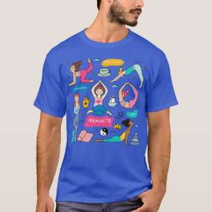 Cute Yoga Girl Doodle Art T-Shirt