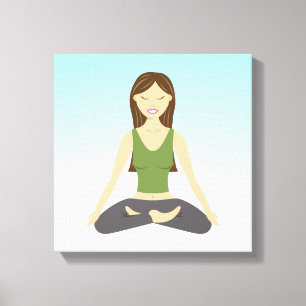 Cute Yoga Girl Sitting In Lotus Pose Illustration Canvas Print
