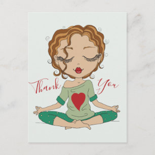 Cute Yoga Girl Thank You Brown Hair Postcard