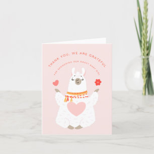 Cute Yoga Llama Girl Baby Shower Thank You Card