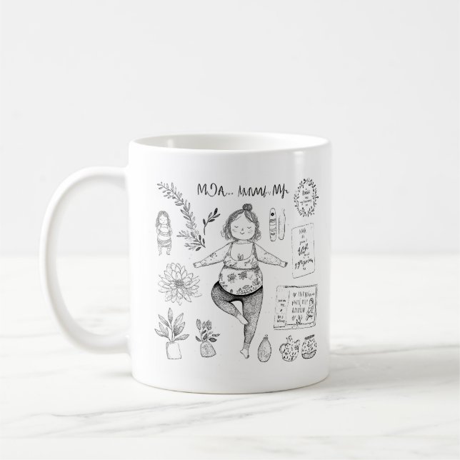Cute Yoga Mum Colouring Coffee Mug (Left)