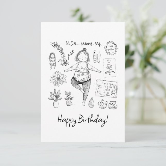 Cute Yoga Mum Colouring Thank You Card (Standing Front)