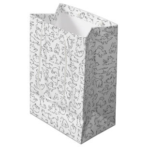 cute yoga pet cat pattern white background medium gift bag