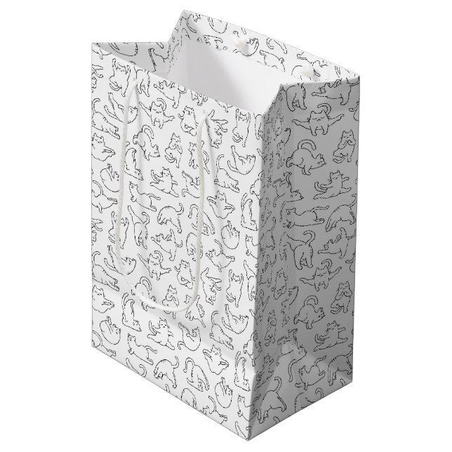 cute yoga pet cat pattern white background medium gift bag (Front Angled)
