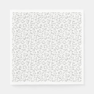 cute yoga pet cat pattern white background napkin
