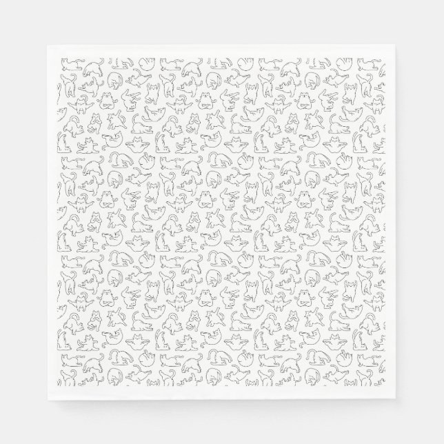 cute yoga pet cat pattern white background napkin (Front)