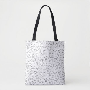 cute yoga pet cat pattern white background tote bag