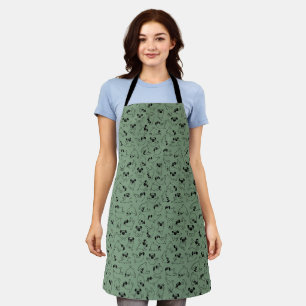 cute yoga pet dog pattern green background apron