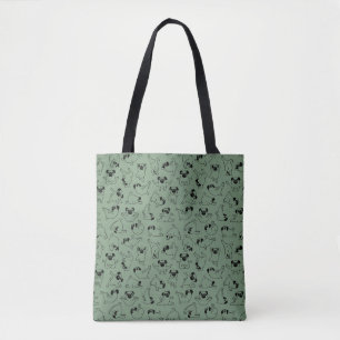 cute yoga pet dog pattern green background tote bag
