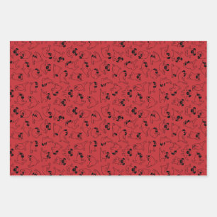 cute yoga pet dog pattern red background wrapping paper sheet