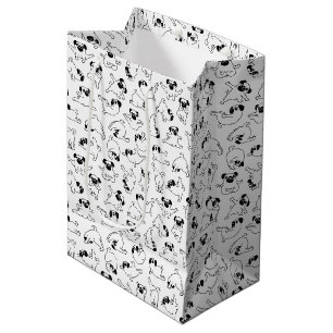 cute yoga pet dog pattern white background medium gift bag