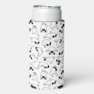 cute yoga pet dog pattern white background seltzer can cooler