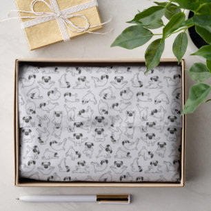 cute yoga pet dog pattern white background tissue paper
