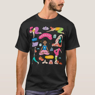 Cute Yoga Woman Doodle Art T-Shirt