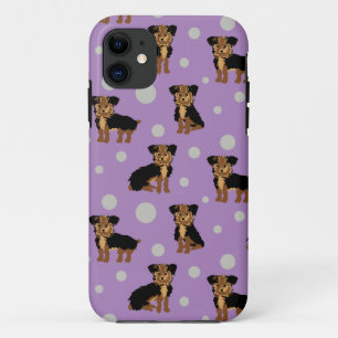 Cute Yorkhire Terrier Yorkie Dog Pattern on Purple iPhone 11 Case