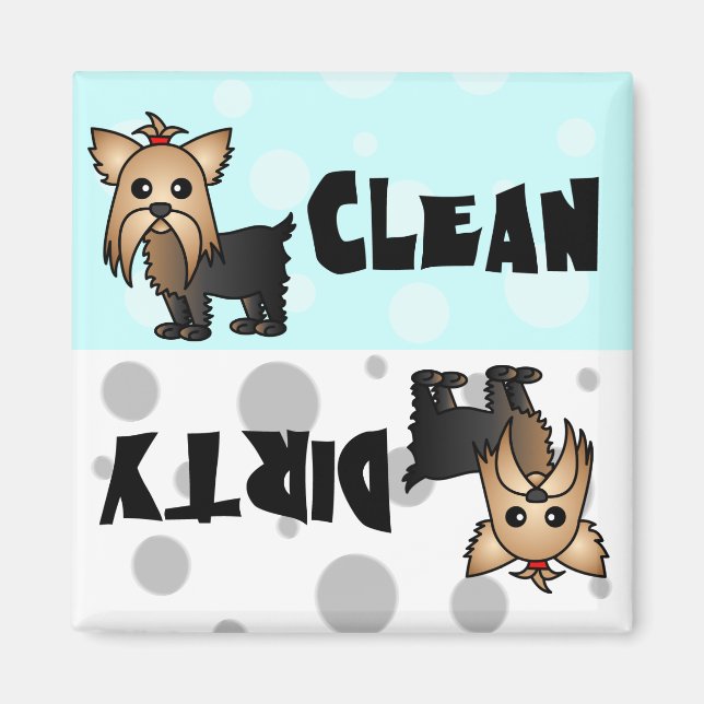Cute Yorkie Clean / Dirty Dishwasher Magnet (Front)