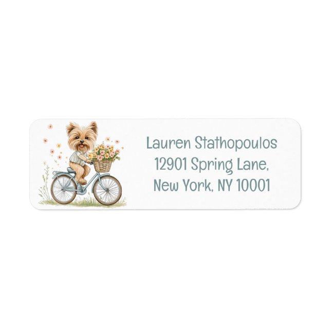 Cute Yorkie Dog Biking Spring Flowers (Front)