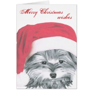 Cute Yorkie Dog Christmas Card