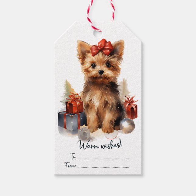 Cute Yorkie Dog   Gift Tags (Front)