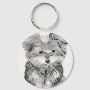 Cute Yorkie Dog Key Ring