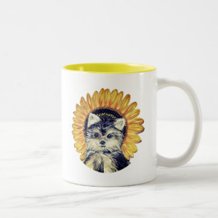 Cute Yorkie Dog Two-Tone Coffee Mug