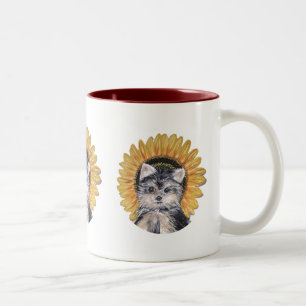 Cute Yorkie Dog Two-Tone Coffee Mug