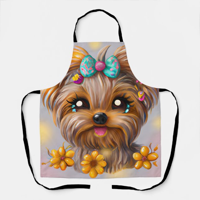 Cute Yorkie Kawaii Puppy  Apron (Front)