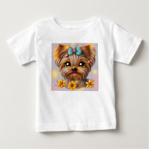 Cute Yorkie Kawaii Puppy  Baby T-Shirt