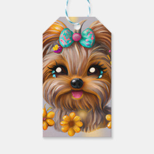 Cute Yorkie Kawaii Puppy  Gift Tags