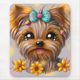 Cute Yorkie Kawaii Puppy Mouse Mat