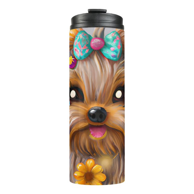 Cute Yorkie Kawaii Puppy Thermal Tumbler (Front)