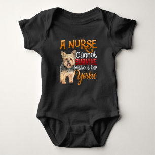 Cute Yorkie loving Nurse Quote for Animal Lover Baby Bodysuit