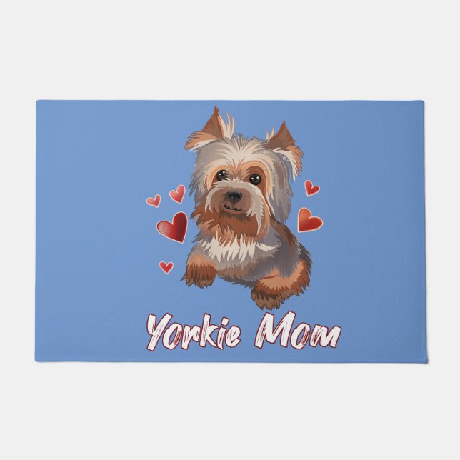 cute yorkie mum illustration yorkshire terrier lov doormat (Front)