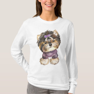 Cute Yorkie Puppy Dog Cartoon Yorkshire Terrier T-Shirt