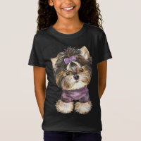 Cute Yorkie Puppy Dog Cartoon Yorkshire Terrier T