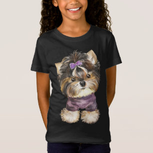 Cute Yorkie Puppy Dog Cartoon Yorkshire Terrier  T T-Shirt